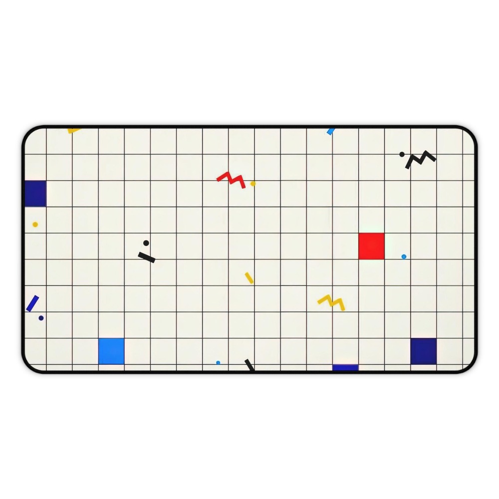 Retro Gaming Art - Retro Geometric Grid Desk Mat Mouse