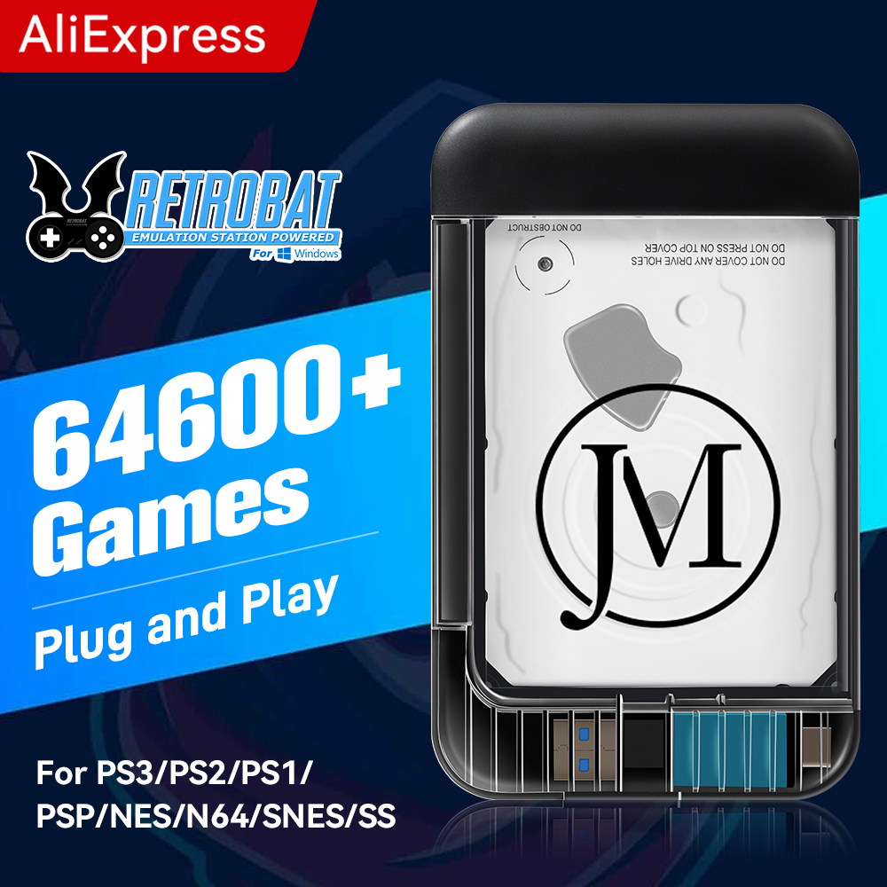 Retro Gaming Emulator Pc - Retrobat 500GB Gaming HDD with 64000+Games&70+Emulators
