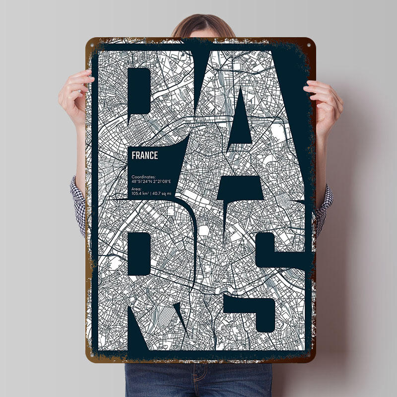 Paris France Map Typography Pr - Retro Gaming France 评论和价格