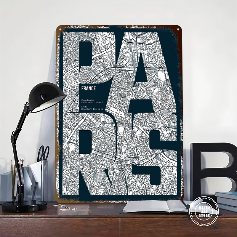 Paris France Map Typography Pr - Retro Gaming France 评论和价格