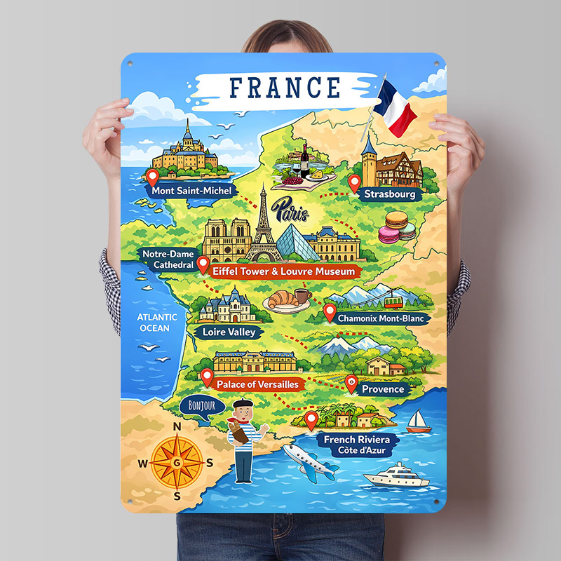 France Travel Map Cartoon Meta - Retro Gaming France 评论和价格