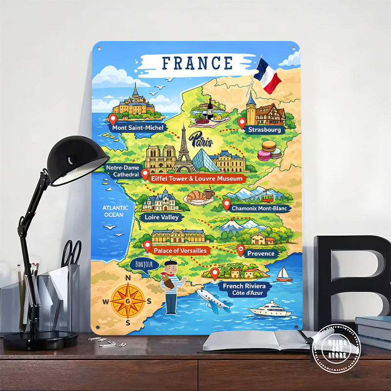 France Travel Map Cartoon Meta - Retro Gaming France 评论和价格