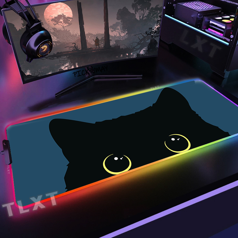 Large RGB Mouse Mat Cute Cat G - Retro Gaming Art 评论和价格