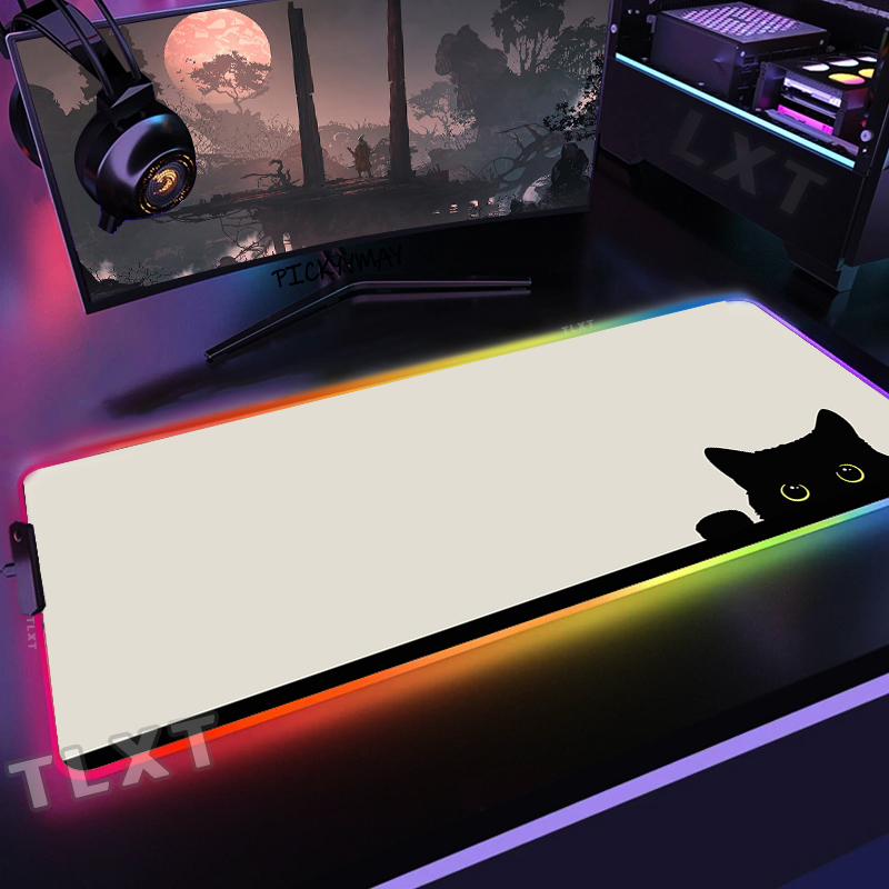 Large RGB Mouse Mat Cute Cat G - Retro Gaming Art 评论和价格